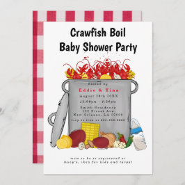 Red Gingham Crawfish Boil Babydusche Einladung