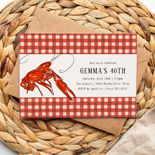 Red Gingham Crawfish Boil Seafood Summer Party Einladung