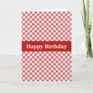 Red Gingham Custom Birthday Card Karte