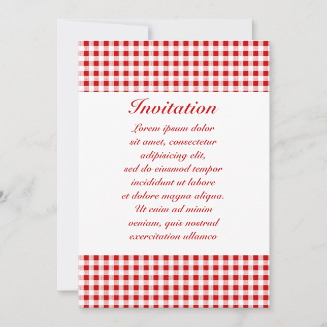 Red Gingham + Custom Color Einladung (Vorderseite)