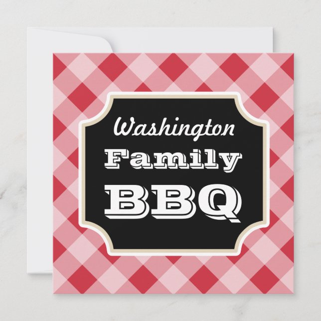 Red Gingham Custom Summer Family GRILLEN Einladung (Vorderseite)