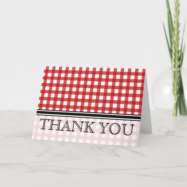 Red Gingham Dankeschön Card Dankeskarte (Vorderseite)