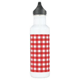 Red Gingham Edelstahlflasche