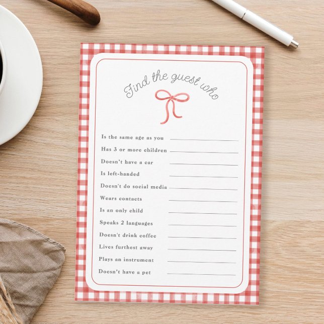Red Gingham Finden Sie den Gast, der das Duschspie Einladung (Von Creator hochgeladen)