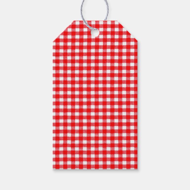 Red Gingham Gift Tag Geschenkanhänger (Vorderseite)