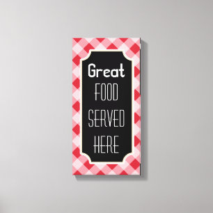 Red Gingham Great Food Sign Leinwand