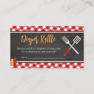 Red Gingham GRILLEN Baby Duwer Diaper Raffle Begleitkarte