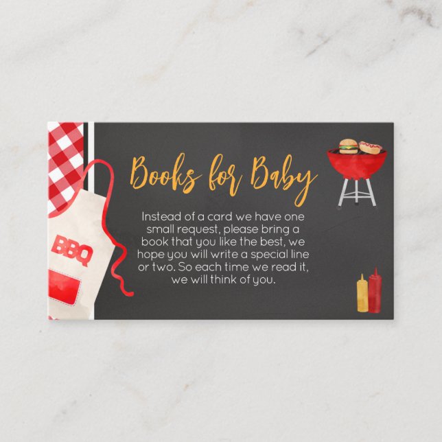 Red Gingham GRILLEN Baby Shower Books for Baby Begleitkarte (Vorderseite)