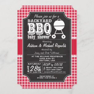 Red Gingham GRILLEN Baby Shower Einladung