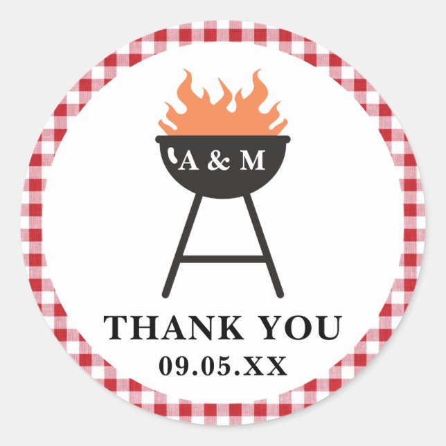 Red Gingham GRILLEN Favor Sticker (Vorderseite)