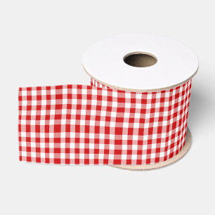 Red Gingham Grosgrain Ribbon Ripsband