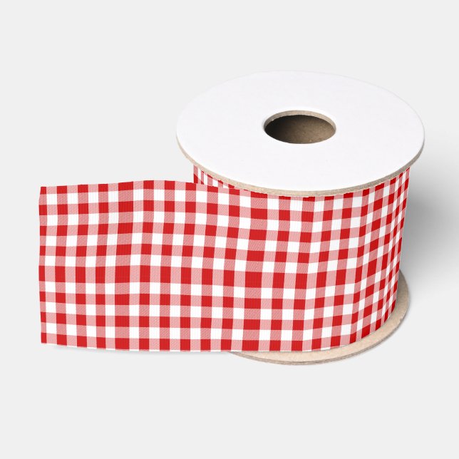 Red Gingham Grosgrain Ribbon Ripsband (Spule)