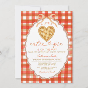 Red Gingham Heart Süsse Pie Baby Dusche Einladung