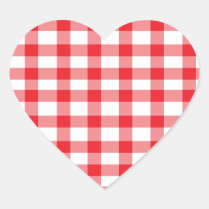 Red Gingham Herz-Aufkleber