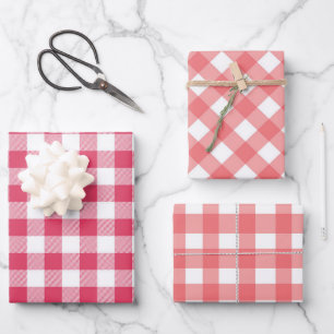 Red Gingham Kariert Birthday Party Geschenkpapier Set