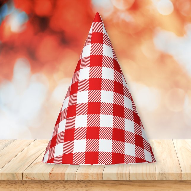 Red Gingham Kariert Pattern Partyhütchen (Von Creator hochgeladen)