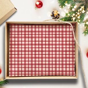Red Gingham Kariert Traditionelles Minimales Weihn Seidenpapier