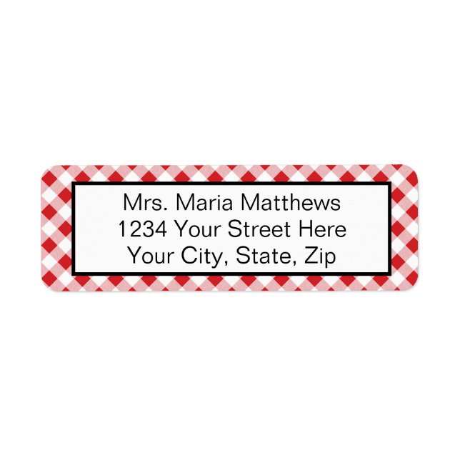 Red Gingham Karo Address Mailing Labels (Vorne)