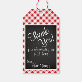 Red Gingham Karo Baby Showroom Danke, Geschenk Tag Geschenkanhänger