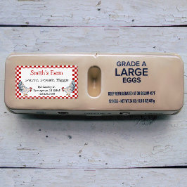 Red Gingham Karo Frische Eier Hühner Etikett