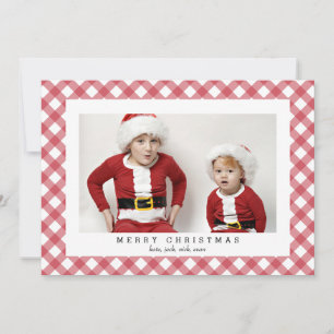 Red Gingham Karo Karierte Fotokarte für Weihnachte Feiertagskarte
