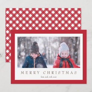 Red Gingham Karo Karierte Fotokarte für Weihnachte Feiertagskarte