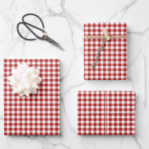 Red Gingham Karo Pattern Geschenkpapier Set