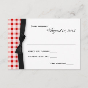 Red Gingham Karo Pattern mit Ribbon Response RSVP Karte