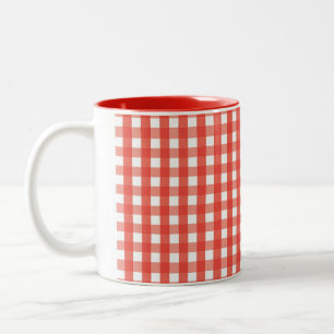 Red Gingham Karo Pattern Zweifarbige Tasse