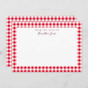 Red Gingham Karo Personal Stationery Vielen Dank Dankeskarte