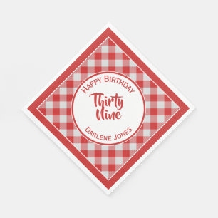 Red Gingham Karos Pattern Geburtstagsparty Serviette