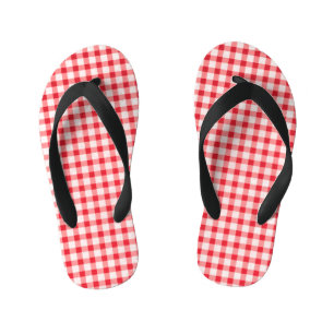 Red Gingham Kids Flip Flops