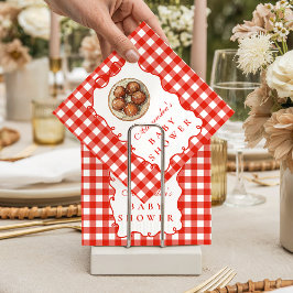 Red Gingham Meatball Baby Shower Serviette