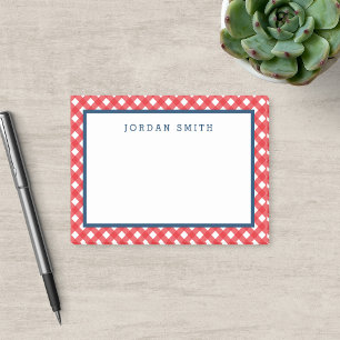 Red Gingham mit Blue Border Post-it Klebezettel