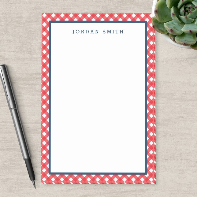 Red Gingham mit Blue Border Post-it Klebezettel (Von Creator hochgeladen)