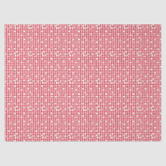 Red Gingham mit Little White Daisies Seidenpapier (Vorderseite)
