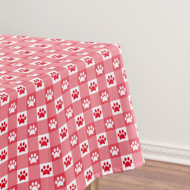 Red Gingham mit Paw Prints Picnic Tischdecke (Beispiel)