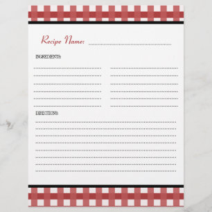 Red Gingham Modernes Vintages Rezept Binder Beilag