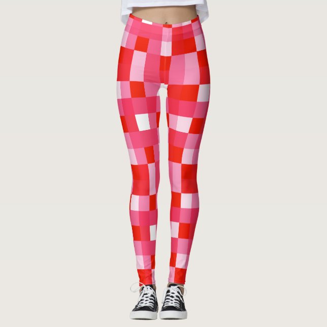 Red Gingham Mosaic Leggings (Vorderseite)