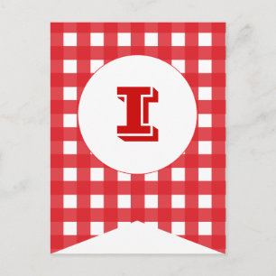 Red Gingham Party Flag Bunting Banner Post Card Postkarte