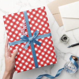 Red Gingham Pattern Glossy Wrapping Paper Geschenkpapier