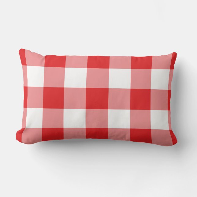 Red Gingham Pattern Lendenkissen (Vorderseite)