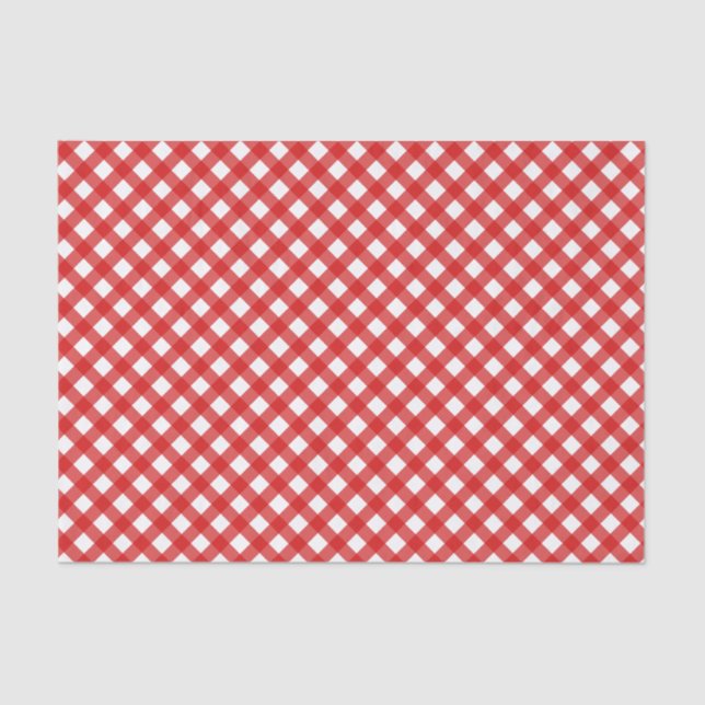 Red Gingham Pattern Tissue Paper Seidenpapier (Vorderseite)