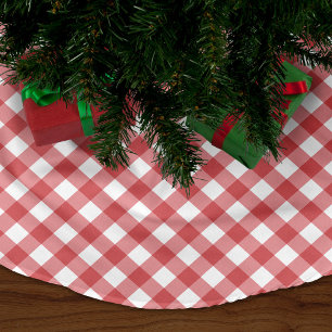 Red Gingham Polyester Weihnachtsbaumdecke