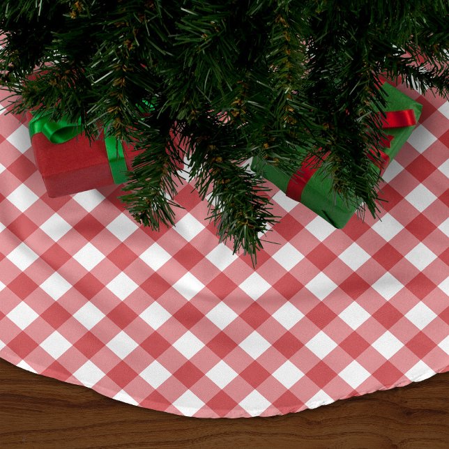Red Gingham Polyester Weihnachtsbaumdecke (Von Creator hochgeladen)
