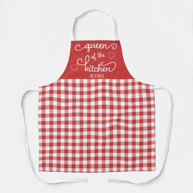 Red Gingham Queen of the Kitchen Schürze (Vorderseite)