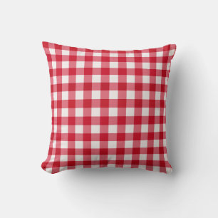 Red Gingham Reversible Throw Kissen