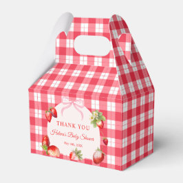 Red Gingham Strawberries Baby Shower Thank you Geschenkschachtel