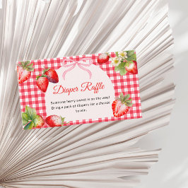 Red Gingham Strawberry Diaper Raffle Baby Shower Begleitkarte