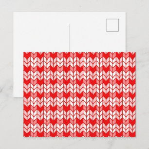 RED GINGHAM STRICK Postkarte / Horizontal